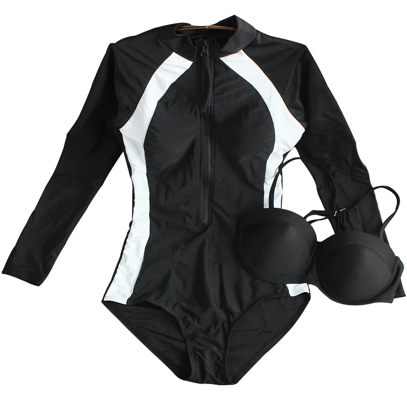 Новинка 2021 женский слитный купальник с длинным рукавом сексуальный пуш ап
