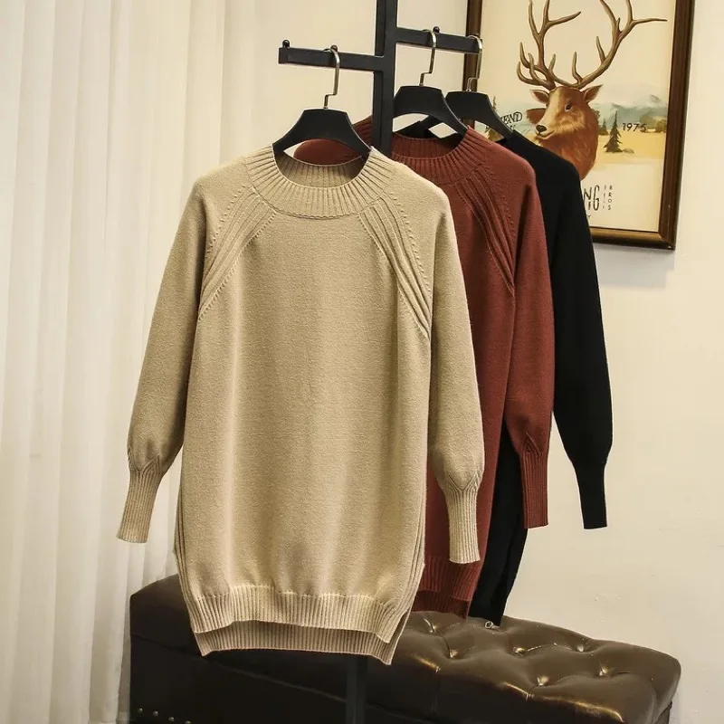 Ubetoku 2018Autumn women elastic knitted sweater solid color striped long pullovers plus size office lady clothing(MY16) | Женская
