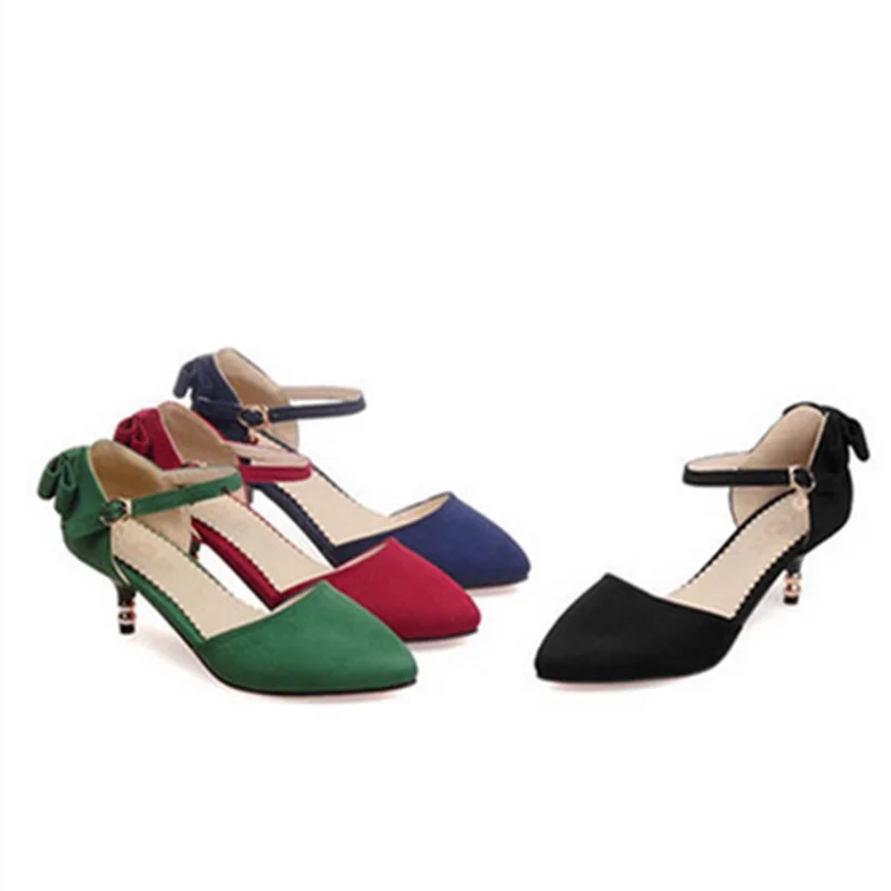 Леди Вернуться Лук Горячие Продажа Пряжка Красный Низ Большой Размер 34 50 блеск