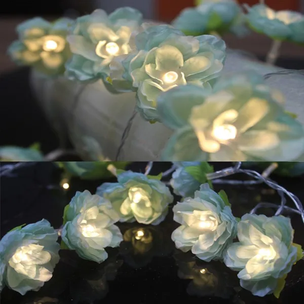 

2M DIY LED Light Blue Flower Garland Lamp Led twinkle light flowers Christmas/wedding festival lights For Home Decoration