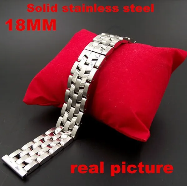 

New arrived - 1PCS High quality 18MM Solid Stainless Steel links Watch band Watch strap silver color -110902