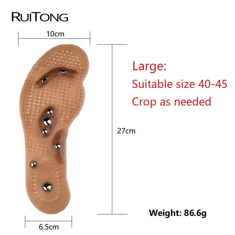 Large RUITONG 1 пара Магнитная иглорефлексотерапия прижигание стельки для похудения Анти-жир массаж ног Подушка силиконовый комфорт дышащие подушки - Цвет: Large