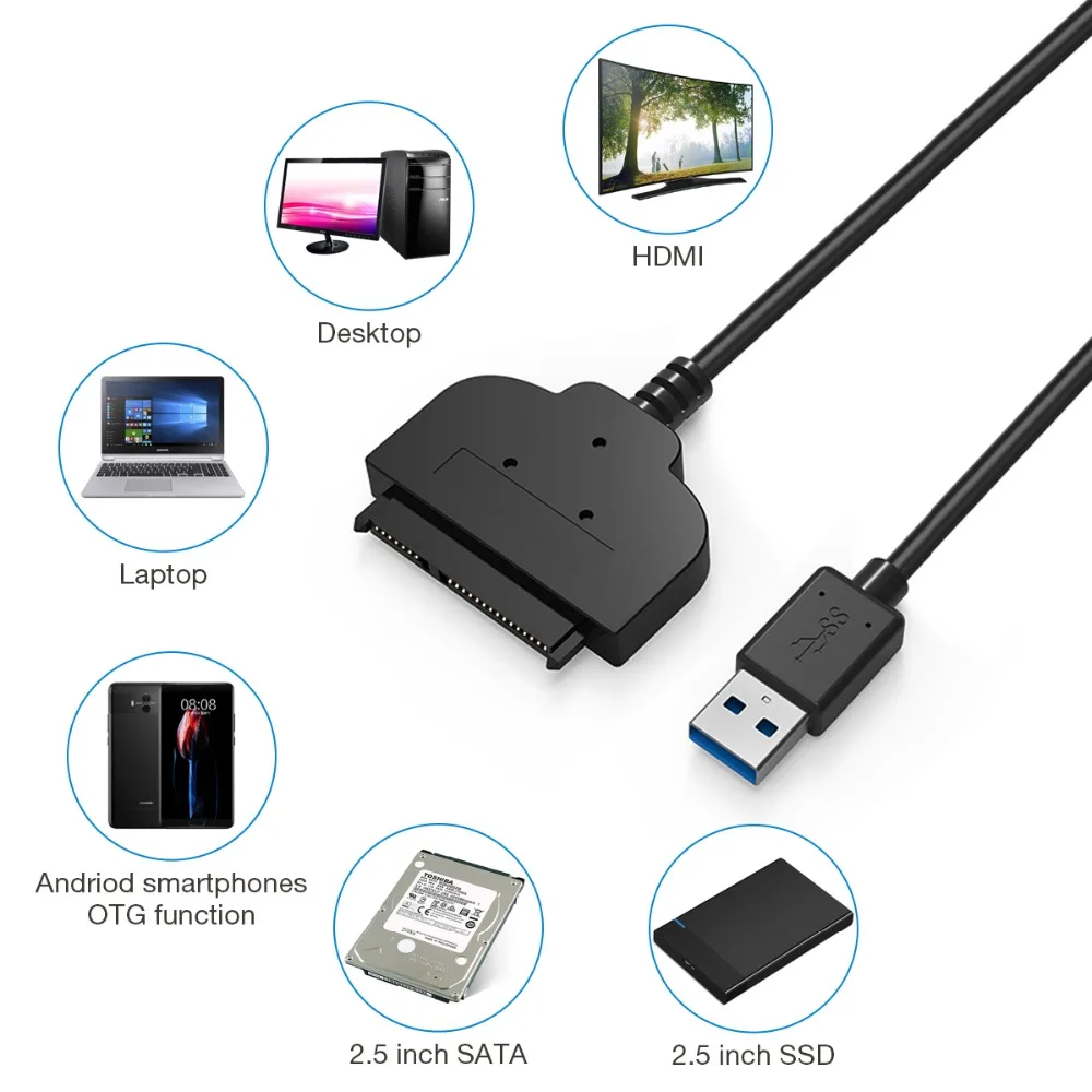 Адаптер YUNCLOUD USB к Sata кабель конвертер 22 pin серия ATA III 3 0 адаптеры для 2 5 &quotSATA HDD SSD