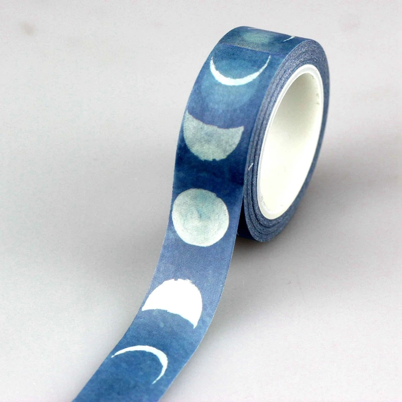 

Moon Blue Washi Tape Japanese Paper 1.5*10meter Kawaii Scrapbooking Tools Masking Tape Christmas Photo Album Diy Decorative Tape