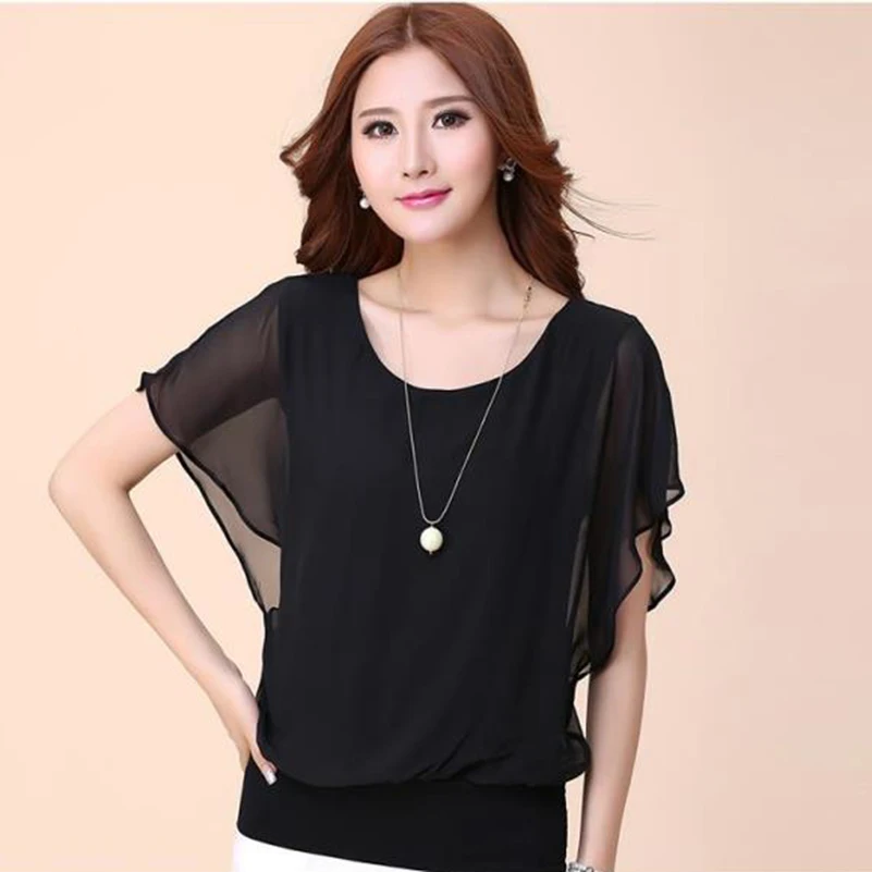 Дамы Плюс Размеры Для женщин блузки большой s летнее Плиссированное летучая мышь