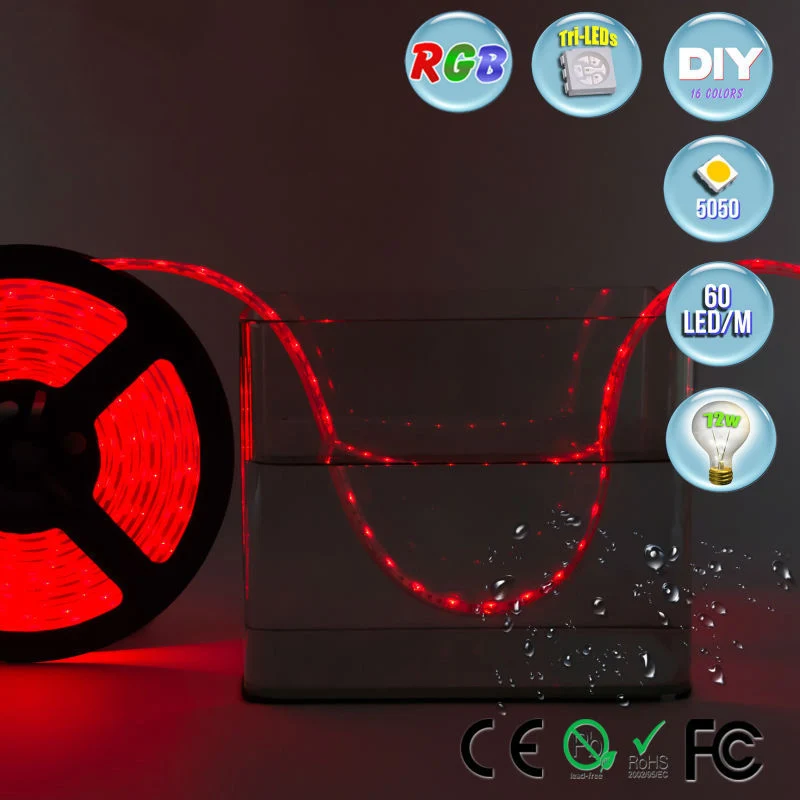 IP67 IP68 силиконовая трубка Водонепроницаемая светодиодная лента 5050 DC12 в RGB белый