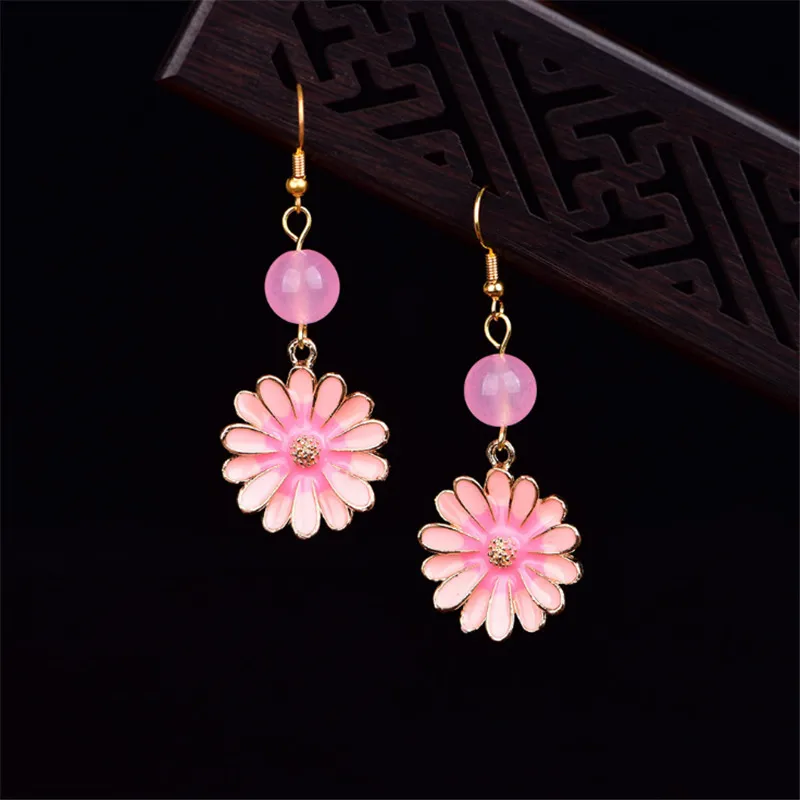 pink Yanting Cloisonne Хризантема цветок серьги для женщин Этническая Brincos Этническая Серьга Женская Девушка пляж праздник ювелирные изделия 0432 - Окраска металла: pink