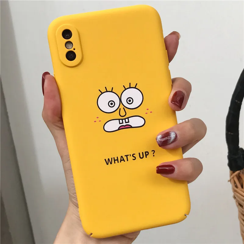 Cartoon Cute Eyes Yellow Phone Case For iPhone X 6 6S 7 8 Plus 7plus 8plus Cases Luxury Smiley face Cover Fundas Capa |