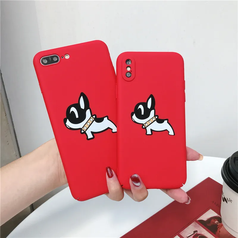 Милые красные чехлы для iPhone 7 XS MAX XR 8 6 6s Plus с французским бульдогом матовая задняя