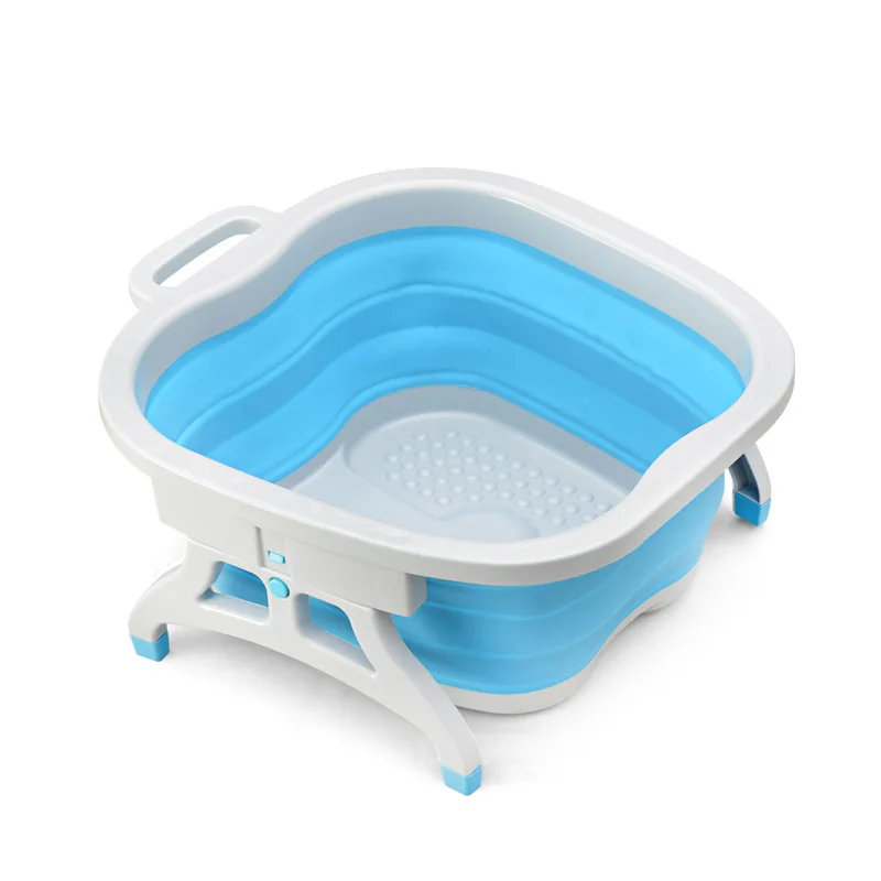 Foldable foot-bucket household foot bath bucket bottom massage high wash folding basin large plastic | Дом и сад