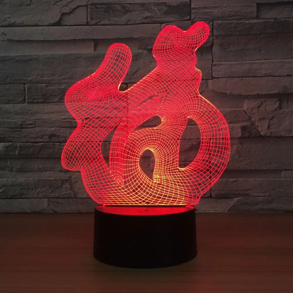 3D китайские иероглифы благословение ФУ USB визуальный светодиодный сенсорный