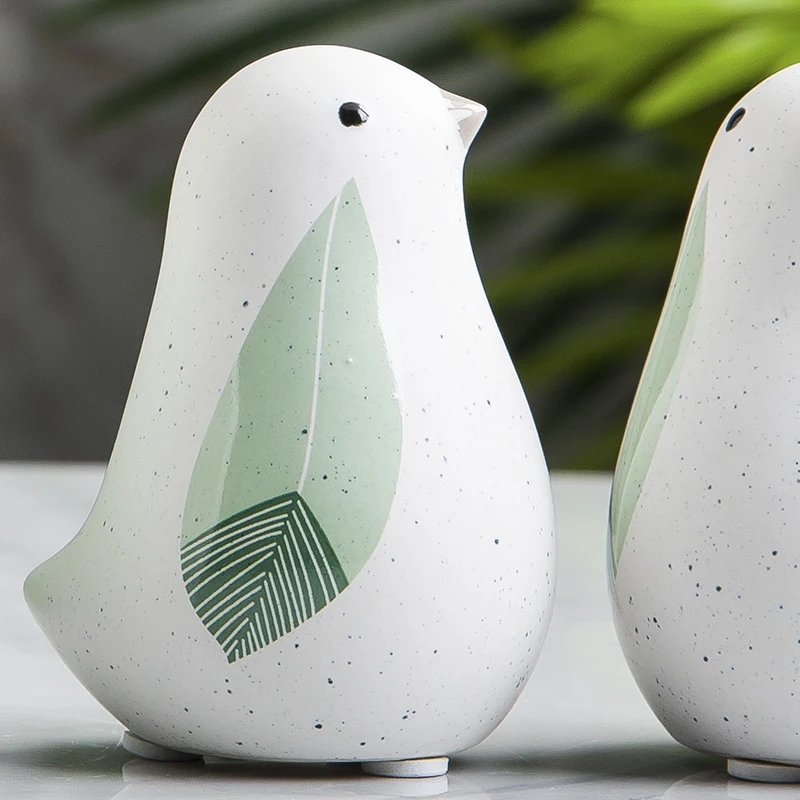 2 шт. белая фигурка птицы зеленый керамический птица Статуэтка для украшения дома