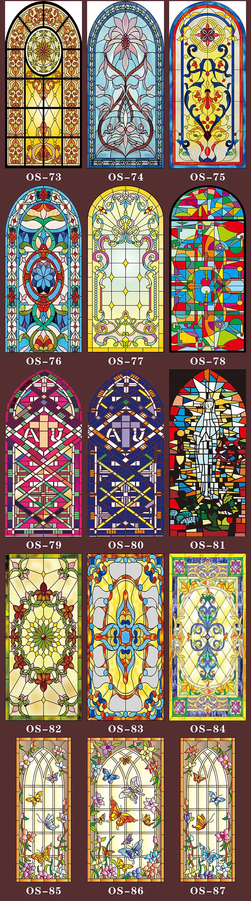 new custom size Church frosted stained glass window film Static Cling home foil door sticker PVC self-adhesive window films