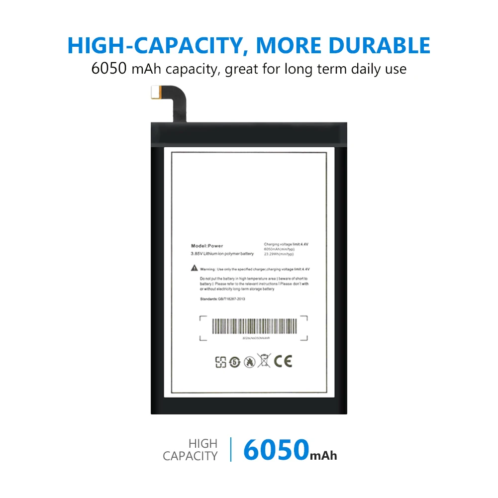 Запасная батарея высокого качества 6050 мАч полимерная литиевая для Ulefone Power DOOGEE T6