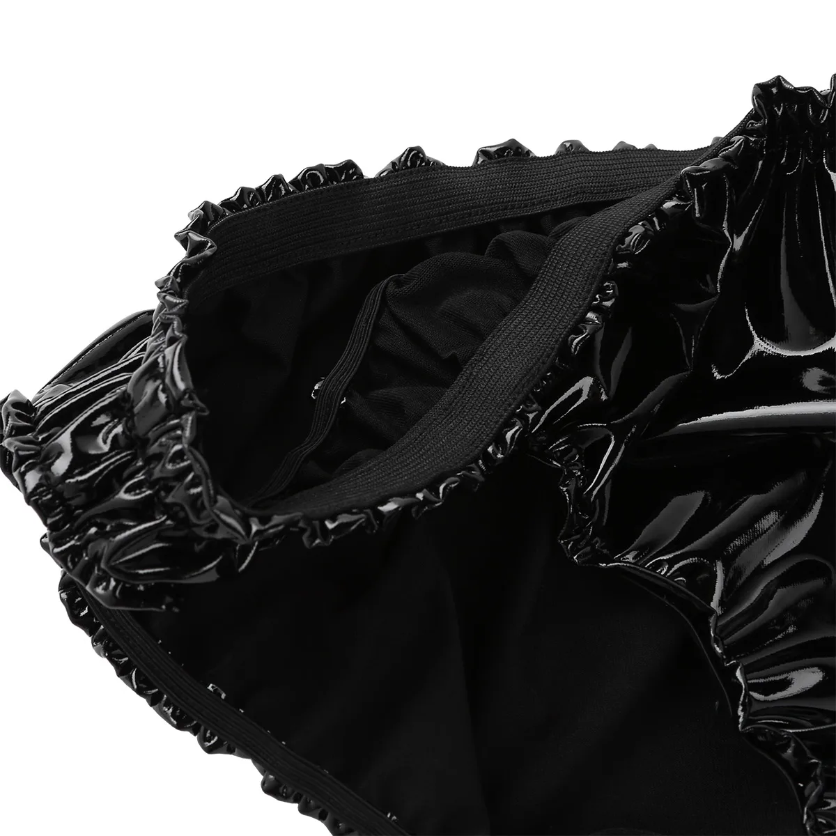 MSemis мужское Лакированное кожаное нижнее белье с рюшами и низкой