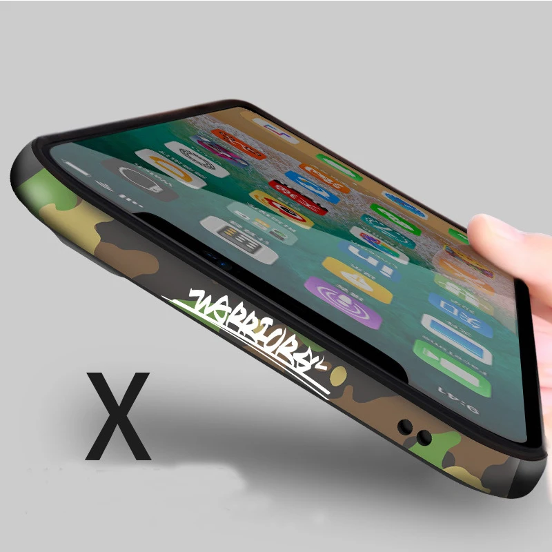 Камуфляжный металлический каркас чехол-бампер для телефона для Apple IPhone X роскошный защитный чехол угловая защита мобильного телефона сумка Декор