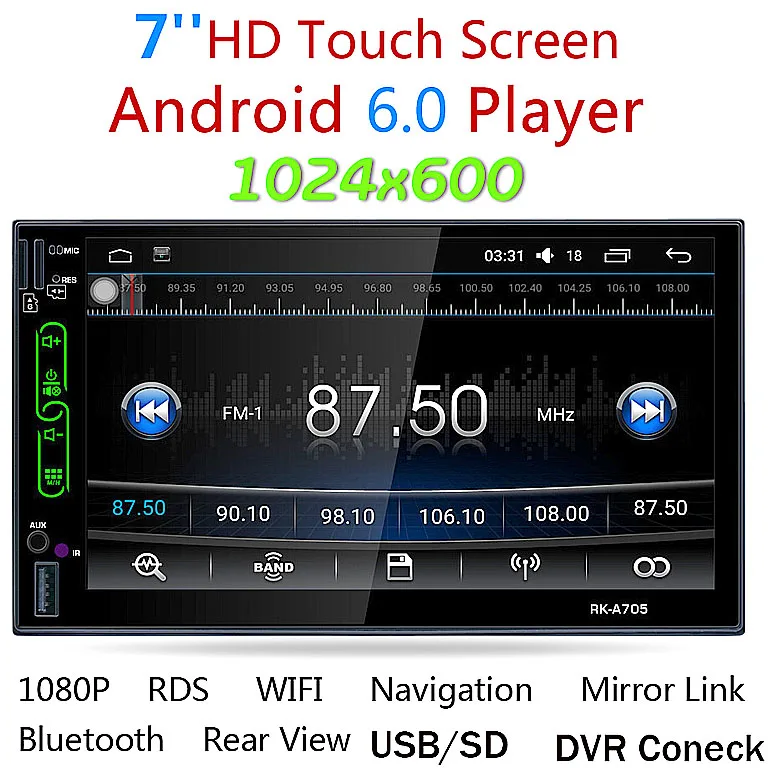 Универсальный 2 din Android 6 0 dvd плеер автомобиля gps Wi Fi Bluetooth 7 дюймов экран|din android|universal