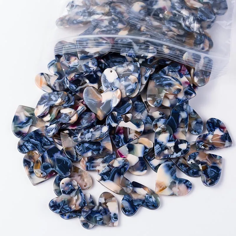 Heart Acetate Cabochon Gems For Native American Beaded Earring with a holes 23x20MM 30PCS/LOT am TAIDIAN