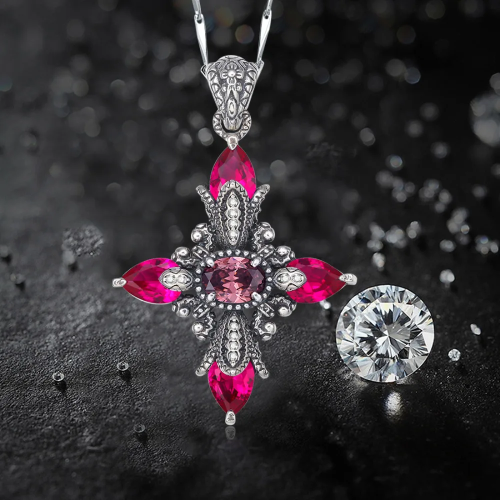 Женский Крест J.C Спессартин Гранат голубой аметист топаз твердая Подвеска из