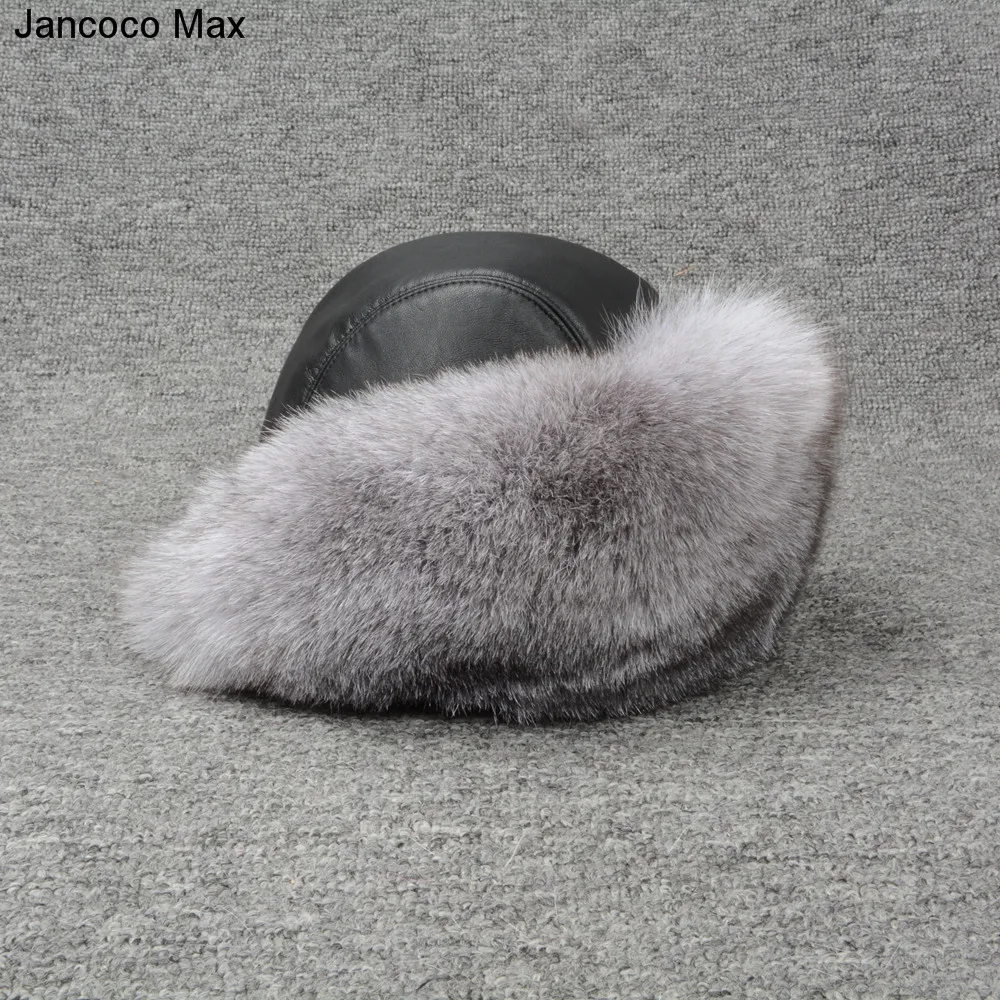 Jancoco Max натуральным лисьим мехом меховые шапки-бомберы зимние Для женщин теплые высокое качество модные бейсболки новое поступление S7148