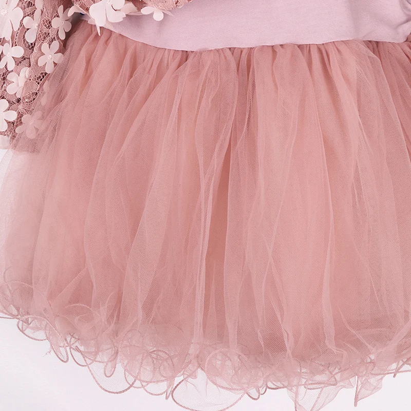 Новое поступление платье для девочек розовое платье-пачка с длинными рукавами и