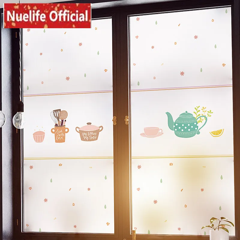 teapot pattern electrostatic frosted glass film restaurant kitchen living room bedroom bathroom kids door window | Дом и сад
