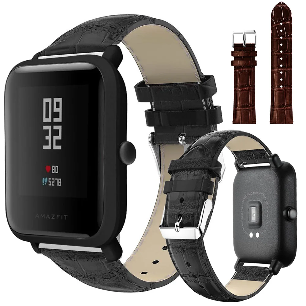 Ремешок из натуральной крокодиловой кожи для Xiaomi Huami Amazfit Bip BIT PACE Lite Youth сменный