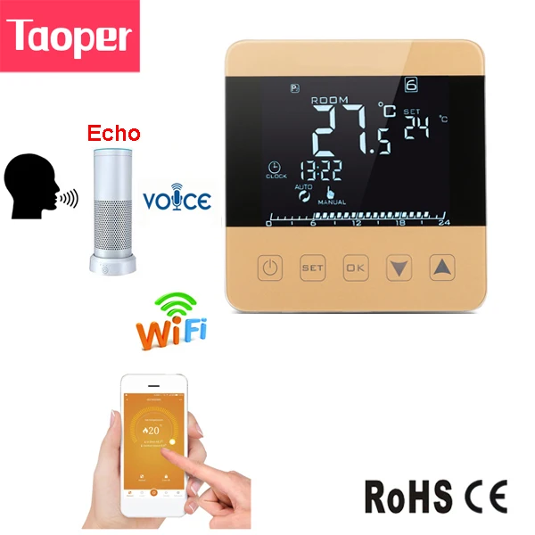 WiFi Programmable Thermostat Echo Alexa Voice Control Water Floor Heating Room Temperature 3A 100-240V Smart Home | Инструменты