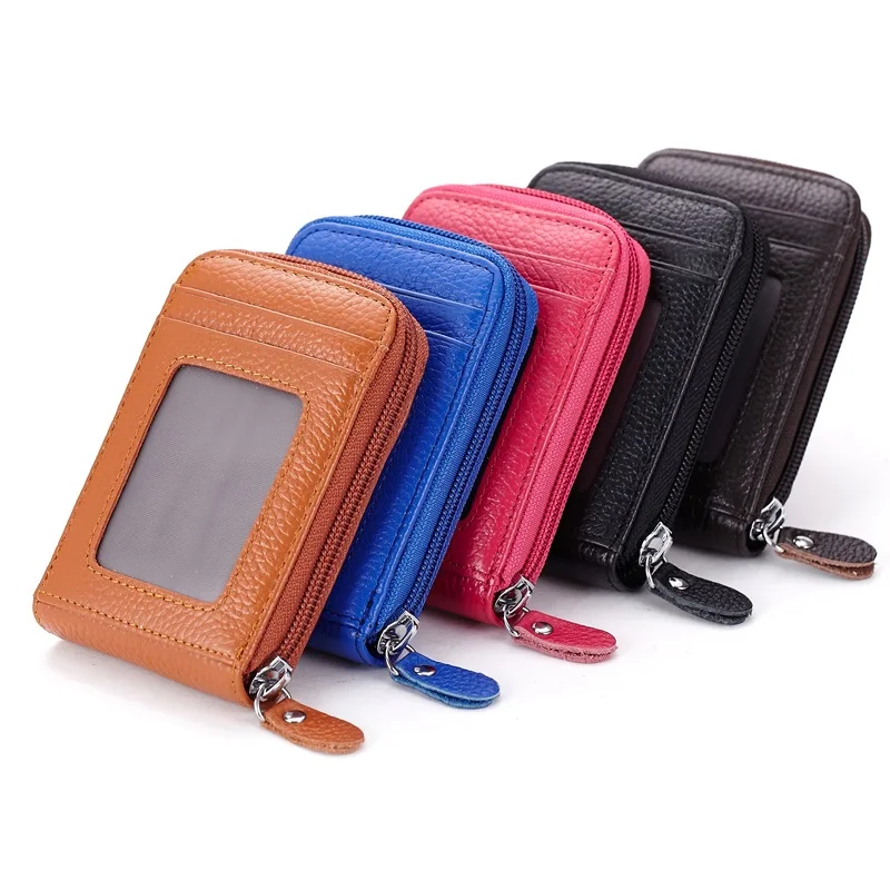 Miyahouse Mini Genuine Leather Card Holder Purse Women Wallets Unisex Credit Card Holder Pillow Holder Coin Card Bag