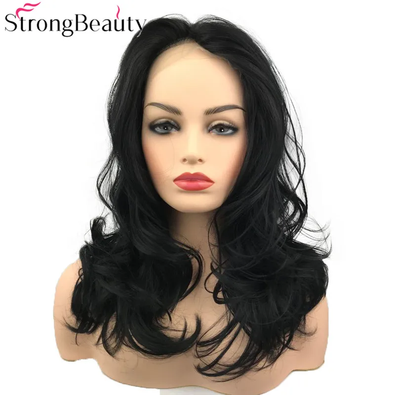 StrongBeauty синтетический парик фронта шнурка длинные волнистые парики серый/Блонд/черные волосы