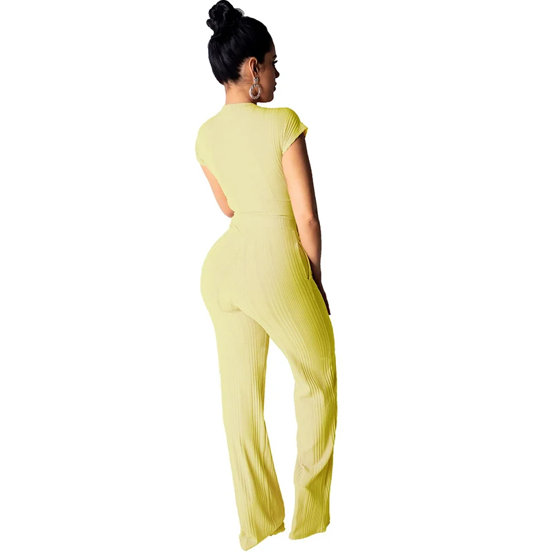 

Pocket Knitted Two Piece Set Woman Matching Set Bow Tie Front Short Sleeve Tees Top + Long Pants Jogger Sets Casual Tracksuits