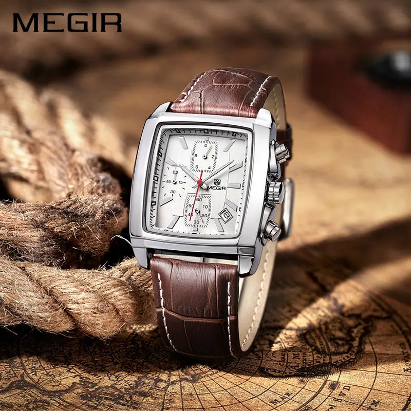 Мужские часы 2019 роскошный бренд MEGIR классические деловые черные мужские наручные