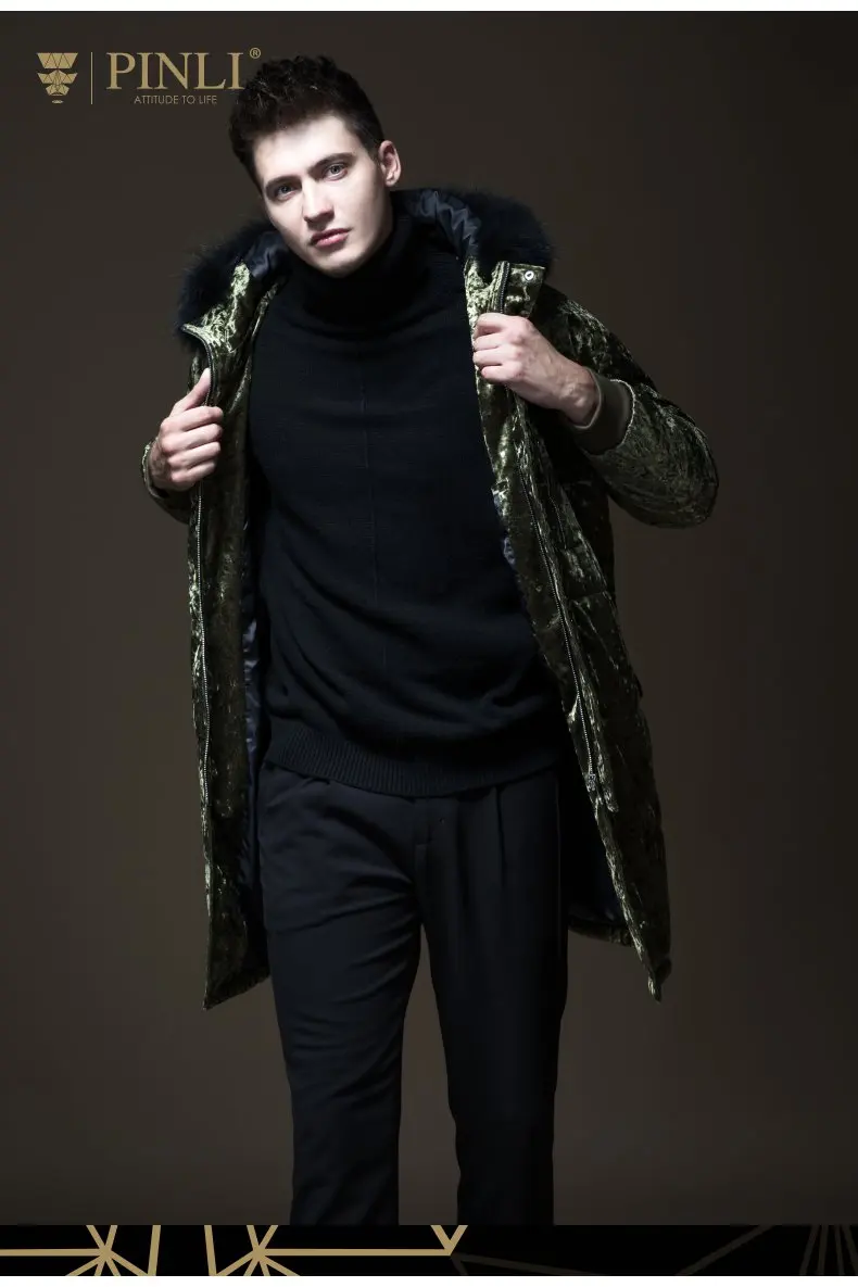 Мужские зимние куртки Chaquetas Hombre, зимние куртки для мужчин s Pinli, мужское длинное пальто из енота B183405555