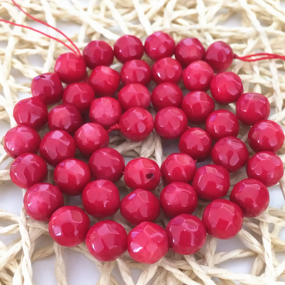 

Natural red coral stone jas-per 6mm 8mm round faceted beads diy jewelry high quality diy loose beads 15inch B654