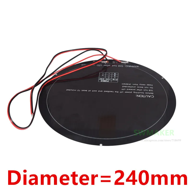 Диаметр 240 мм Kossel 3D принтер heatbed со сварочным кабель 12V 140W поликоровая подложка MK3 круглый горячий кровать