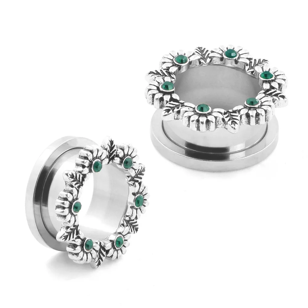 New Crystal Stainless Steel Screw 3pairs Ear Plugs Gauge Flesh Tunnel Piercing Hollow Stretcher Expander Body Jewelry | Украшения и