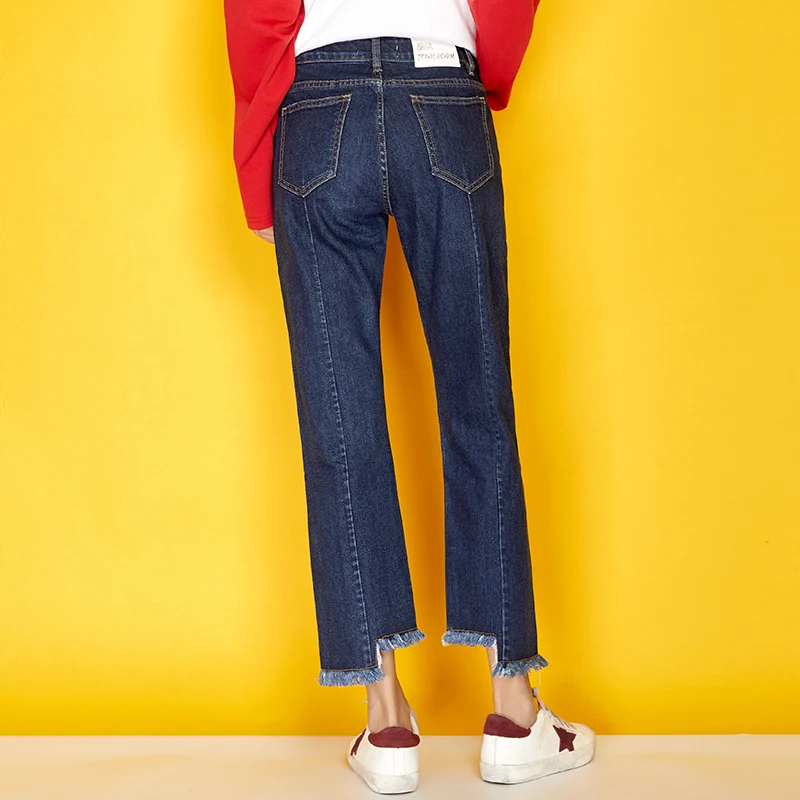 LEIJIJEANS новые осенние высокие уличные Стильные с боковой полосой плиссированные