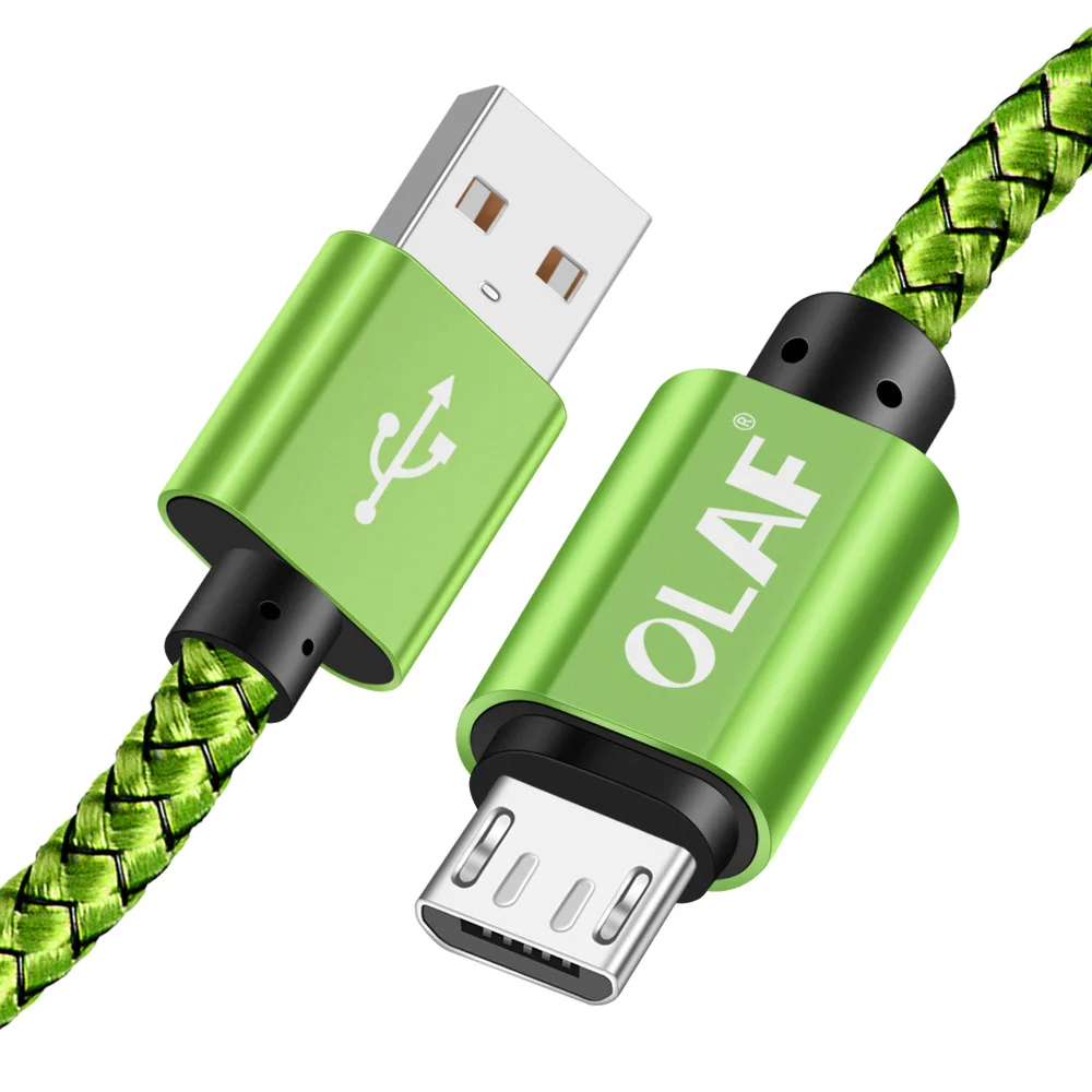 green 1 м/2 м Micro USB кабель 2A Быстрая зарядка нейлон USB синхронизация данных мобильный телефон Android адаптер зарядное устройство кабель для samsung sony htc LG - Цвет: green