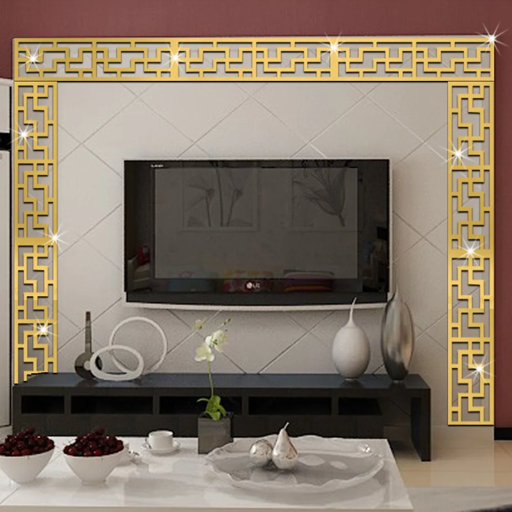 Диагональный угловой акриловый зеркальный настенный стикер наклейки для