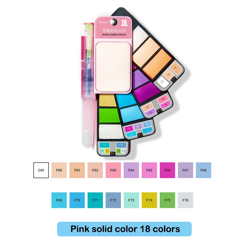 Pink 18 colors Улучшенный 18/25/33/42 Цвет однотонные краска на водной основе набор с складной Краски щетка Портативный воды Цвет для татуажа, пигмент для мануального татуажа товары для рукоделия - Цвет: Pink 18 colors