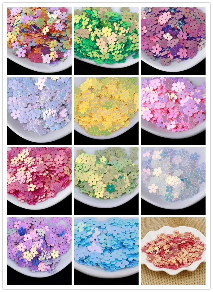 3000 шт. (50 г) 4 мм Блестящий Цвет плоский цветок отверстие свободные блестки пайетки