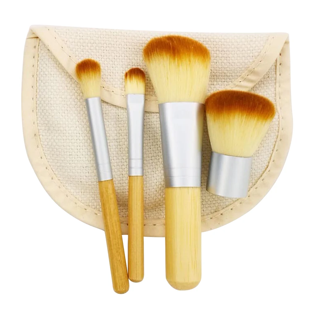 Наборы кистей для макияжа 4 шт. Бамбуковая кисть консилер щеки тени век пудры