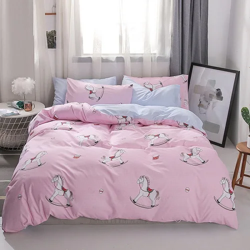 bedding set 7 Ультра мягкий пододеяльник, пододеяльник, простыня, подушка, shams, 3/4 шт., двойной, queen King size, постельный комплект, серый, белый, черный, розовый цвет - Цвет: bedding set 7