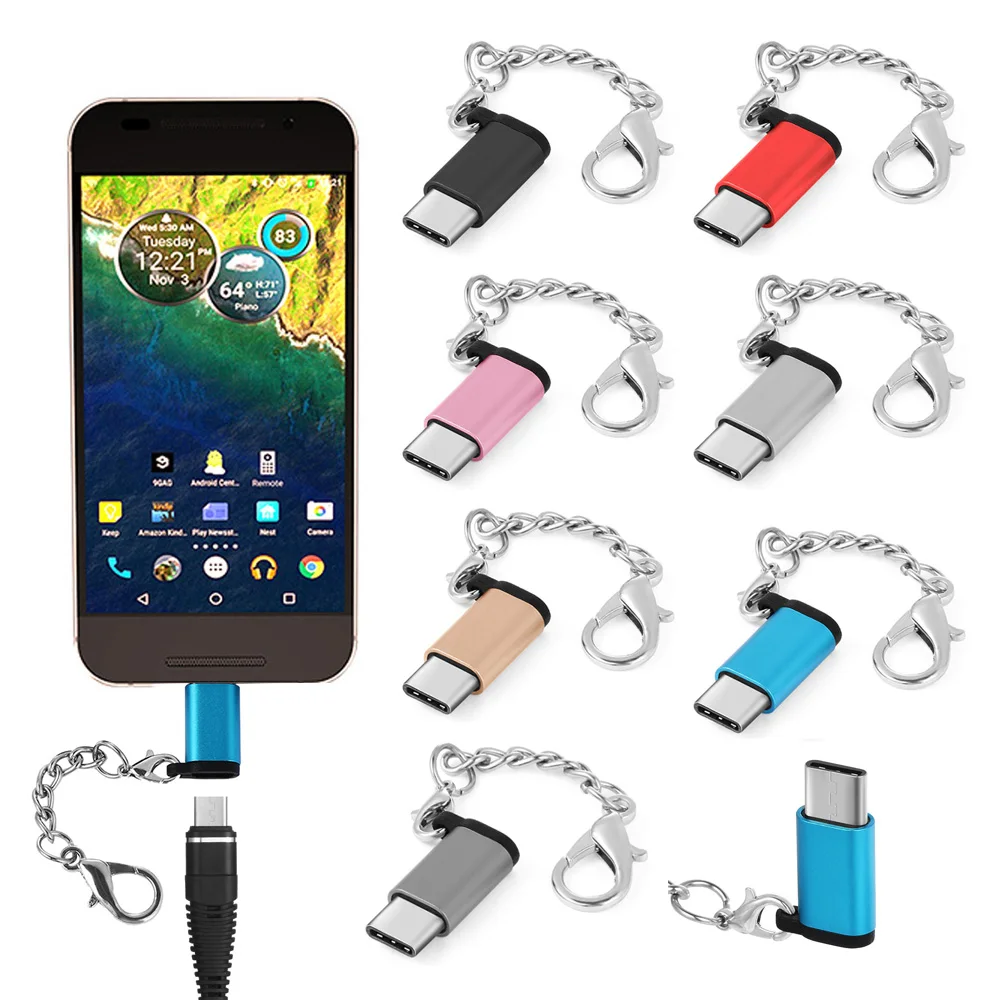 1 шт. брелок кабель usb type C адаптер OTG Micro USB Женский Для type C Мужской конвертер адаптер USB-C для iPhone huawei
