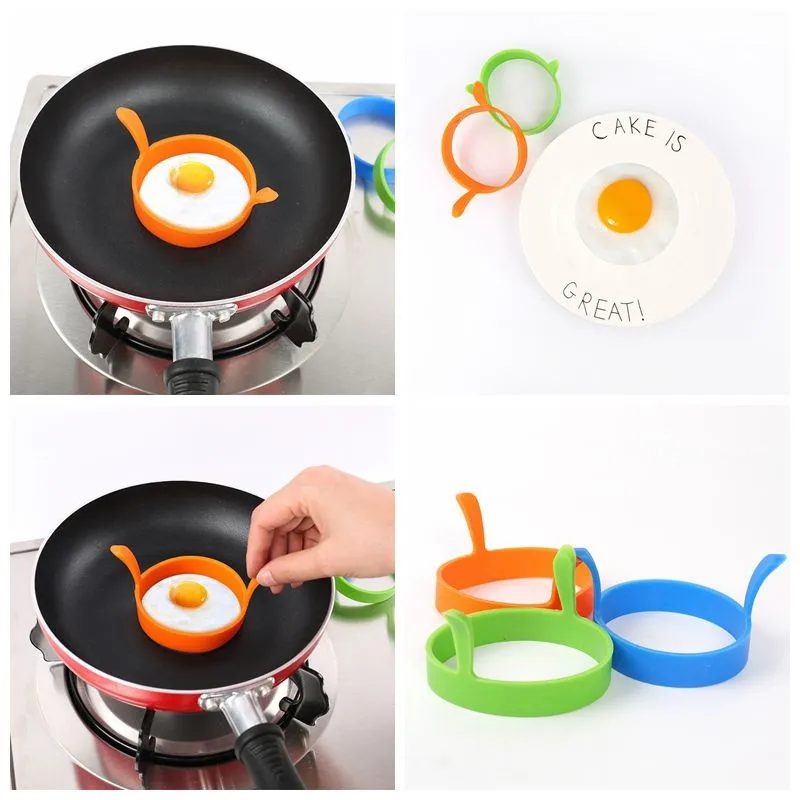 

Silicone Fried Egg Pancake Ring Omelette Fried Egg Round Eggs Mould Round Egg Rings Pancake Mold Handles Nonstick Fried Frying