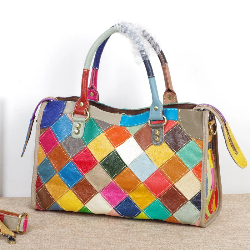 Роскошная Брендовая женская клетчатая цветная сумка мессенджер с заклепками