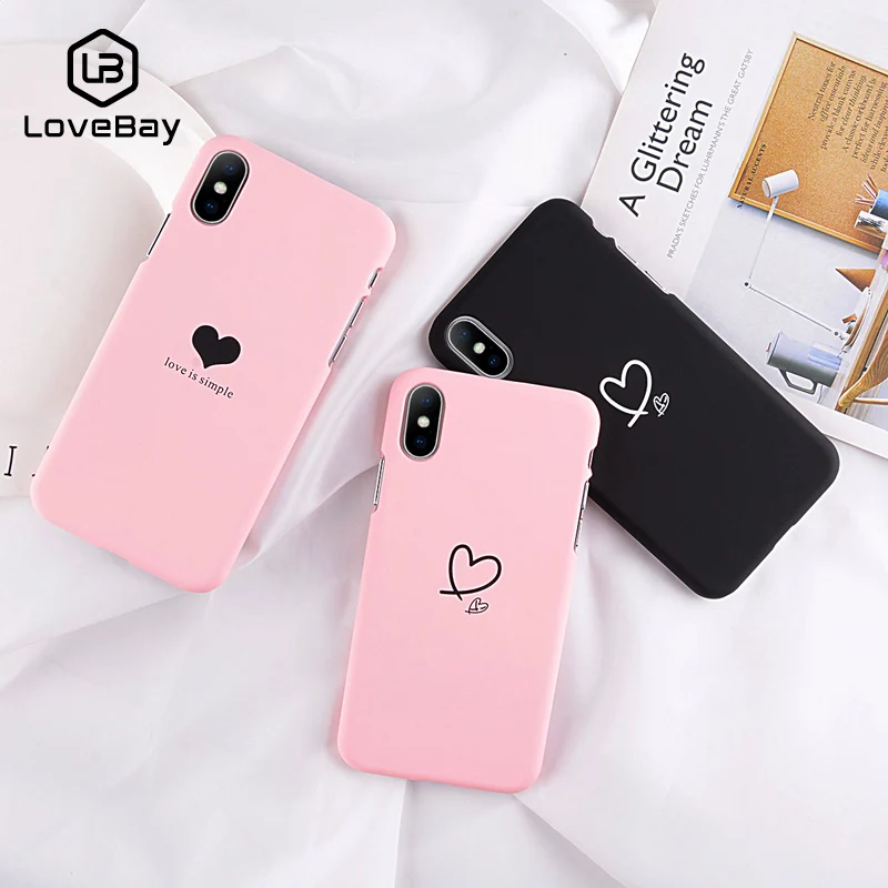 Lovebay чехол для телефона для iPhone 6, 6s, 7, 8 Plus, X, XR, XS Max, модный жесткий чехол из поликарбоната с мультипликационным принтом Love Heart love is simple для iPhone 8, чехол Capa