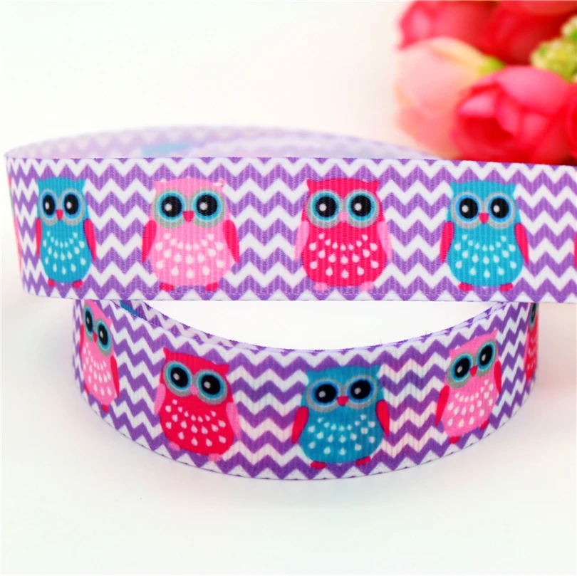 DHK 7/8 'ɵ ярдов Сова коала медведь шеврон печатная корсажная лента головной