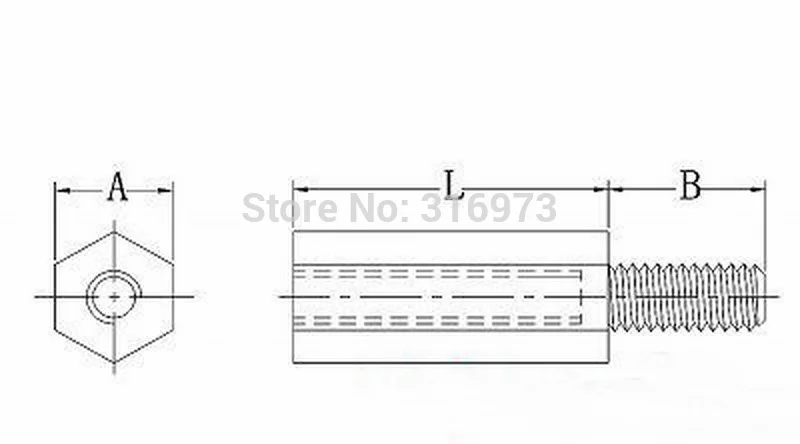 

(1000 pcs/lot ) 8mm/0.31" Black Nylon M3 Threaded Hex Male-Female Standoff Spacer
