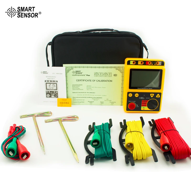 Digital Earth Ground Resistance Tester Meter Range 0-2000 Ohm 2/3Lines Smart Sensor AR4105B | Инструменты